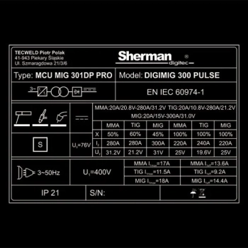 Sherman DIGIMIG 300 Pulse/4R